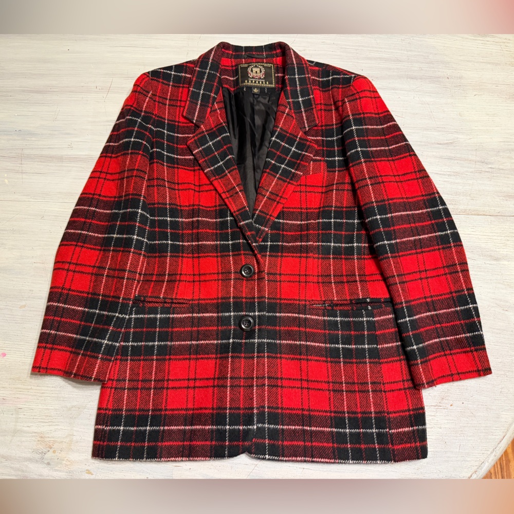 Vintage Express Red and Black Checkered Blazer